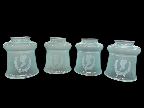 Set of 4 Vintage Etched Seafoam Green Lamp Shades GA20232