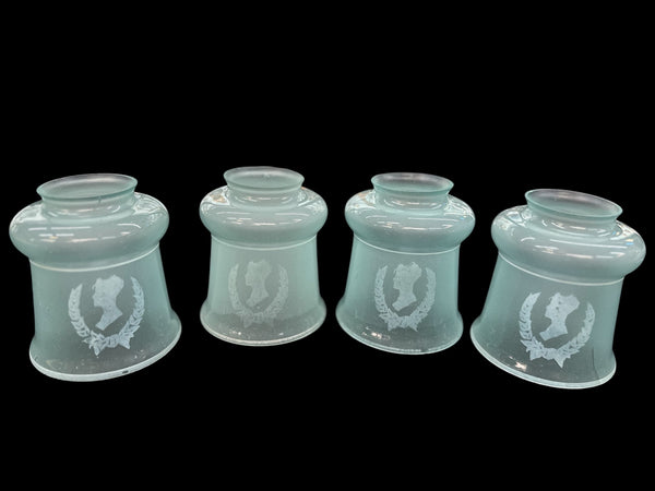Set of 4 Vintage Etched Seafoam Green Lamp Shades GA20232