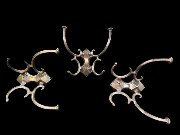 Set of 3 Geometric Brass Coat Hooks GA20238