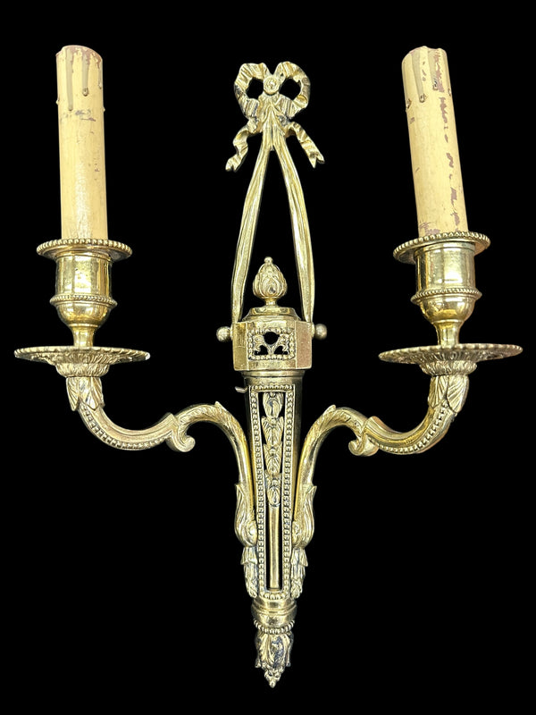 Antique Brass Wall Sconce Pair GA20266