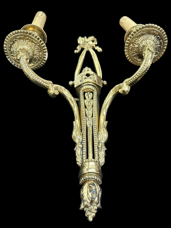 Antique Brass Wall Sconce Pair GA20266