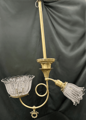 Vintage 2-Arm Brass Hanging Light Fixture GA20595