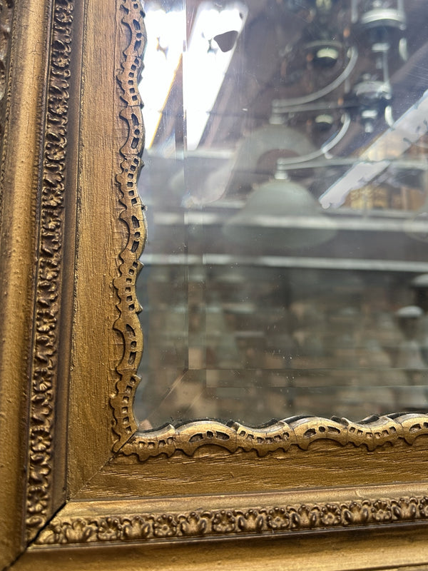 Antique 19th Century Gilt Wood Framed Mirror w/ Beveled Glass GA20851