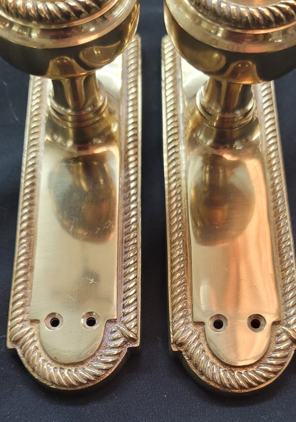 Pair of Georgian Style Solid Brass Dummy Knobs w/ Backplates GS00734