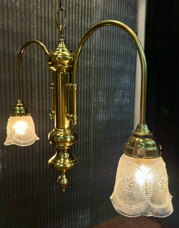 Vintage Brass 2-Arm Chandelier - 14" T x 18" W - GA21030