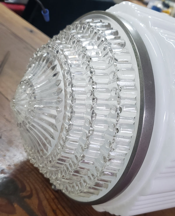 Restored Art Deco Pendant Light w/ Tiered Glass Bottom 17" T x 10" W GA1173
