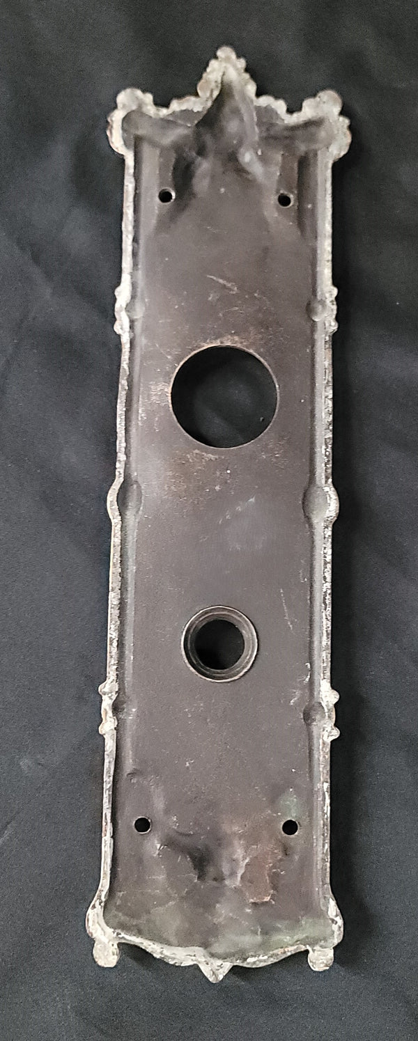 Ornate Brass Art Nouveau Backplate w/ Deadbolt Hole 11" x 3" GS00875