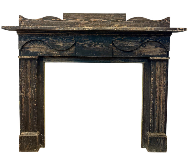 Antique Painted Wood Carved Fireplace Mantel GA20598