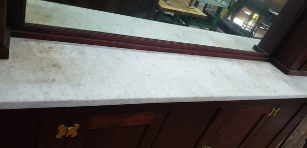 Restored 1920's Art Deco Back Bar Carrara Top Stained Glass Panels & Lighting