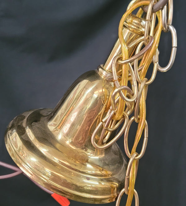 Restored 5 Light Brass Pan Chandelier w/ On/off Knobs 18" x 12" GS00969