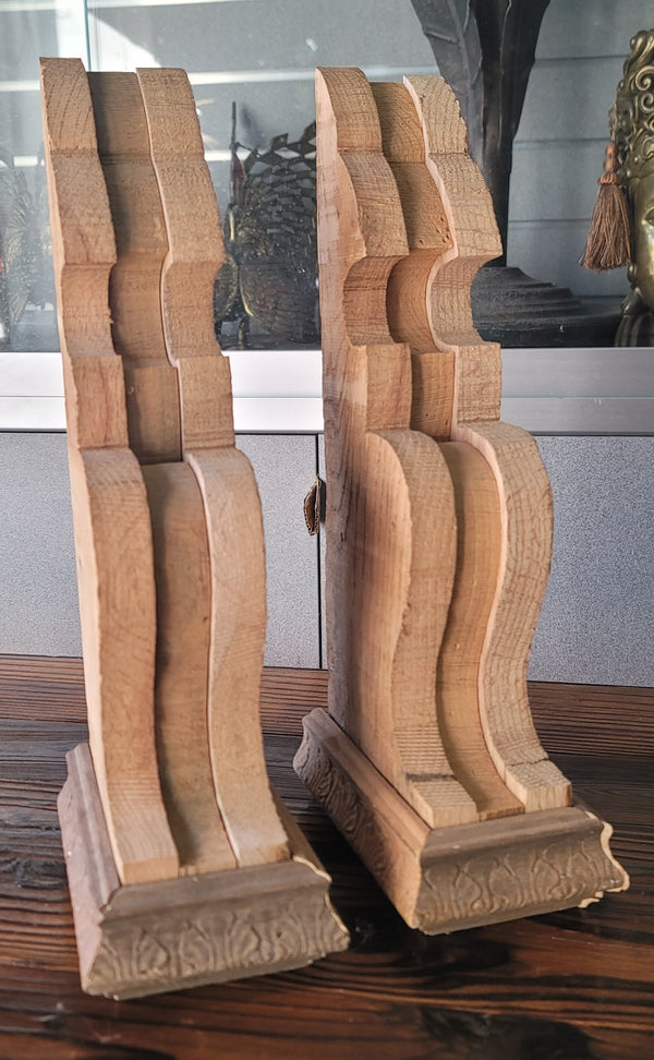Pair of 3 Layered Wooden Corbels 14" T x 6" D x 4" W GS00942
