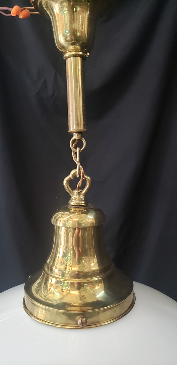 Restored Art Deco Flush Mount Pendant Light w/ Bullseye Point Shade GS01024