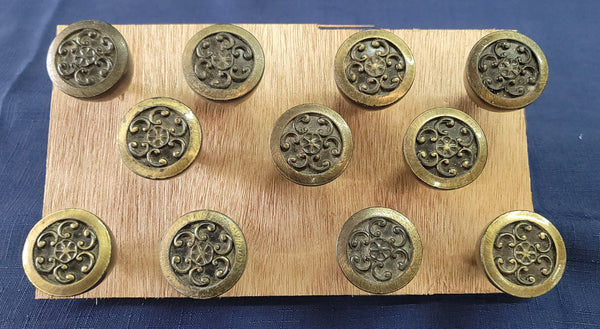 Vintage Set of 11 Art Nouveau Furniture/Cabinet Knobs w/ Screws GS00670