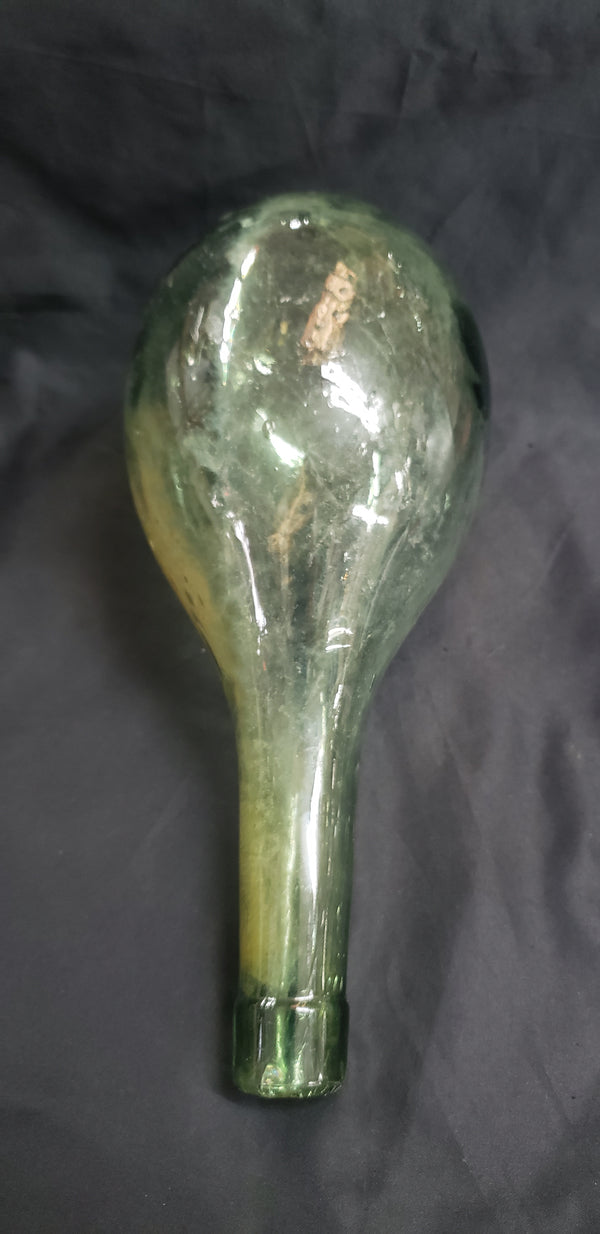 Vintage Hand Blown Torpedo Round Bottom Glass Bottle 10 1/4" x 4 1/2" GS00895