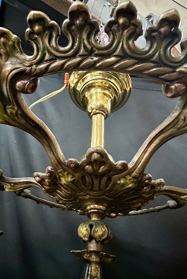Restored Art Nouveau Brass 5-Light Chandelier GA20363