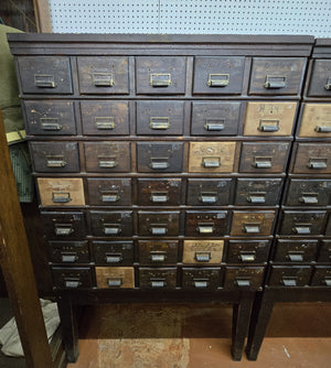 35 Drawer Catalog Bin Cabinet w/ Brass Hardware 47