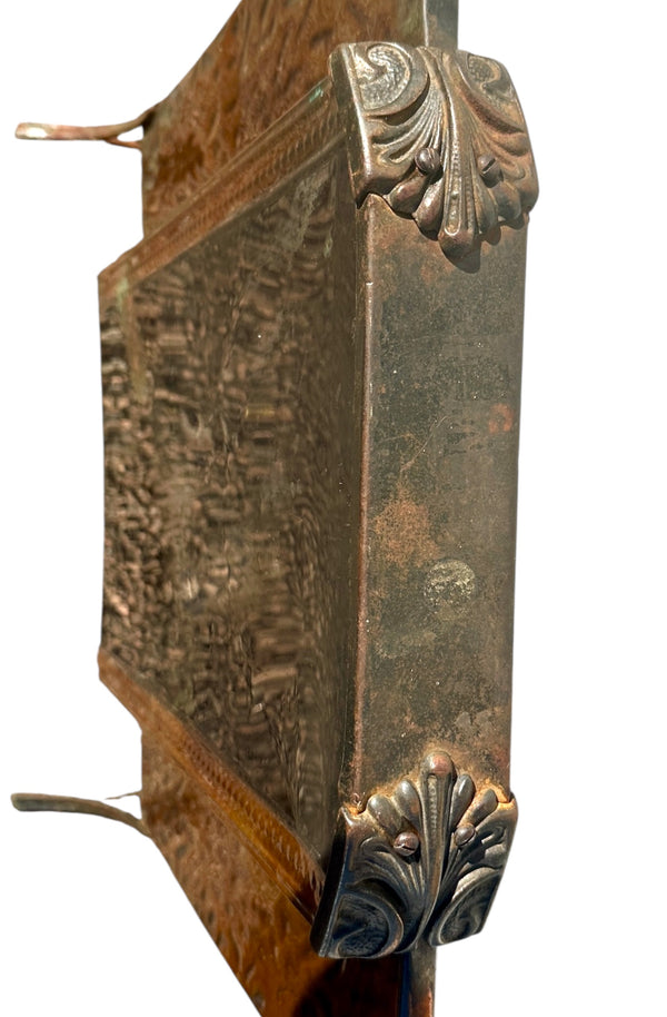 Antique Art Deco 3-Panel Steel Fireplace Screen w/ Lacquered Finish GA20682