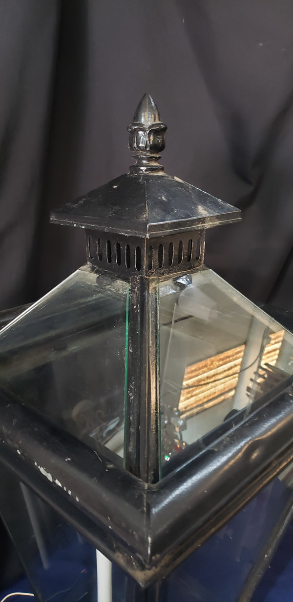 Vintage Glass & Metal Pole Top Lantern Lamp 37" x 17 1/2" GS01011