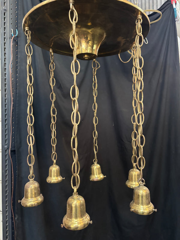 Six Light Round Brass Chandelier #GA2029