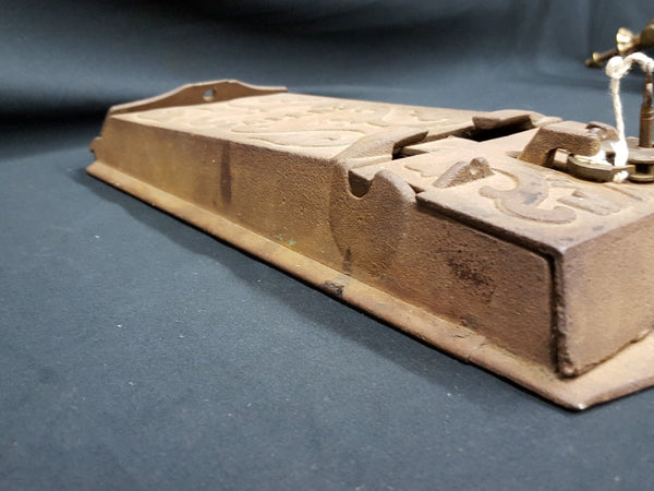 1909 Cast Iron Paper Letter Mail Box Embossed Scroll Designs