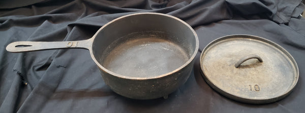 1800's Martin Cast Iron Spider Skillet #10 with Lid GS01078