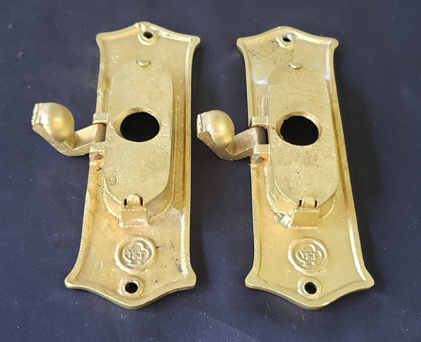 Restored Art Nouveau Solid Brass Pocket Door Pulls in a Satin Finish GA301