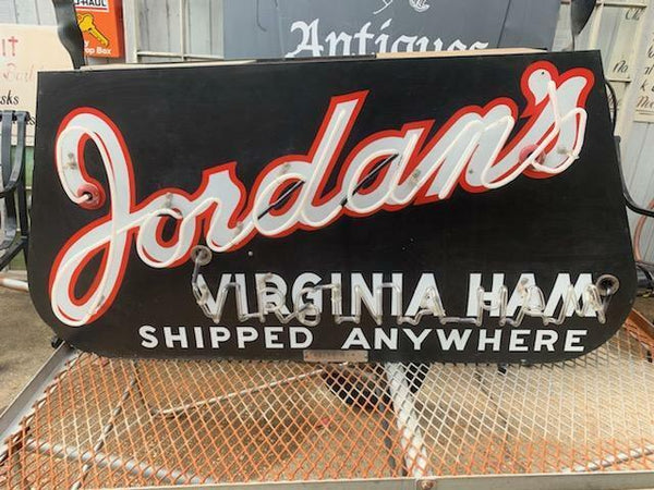 Jordan's Virginia Ham Large Hanging Double Sided Neon Sign From Original Store GA20516