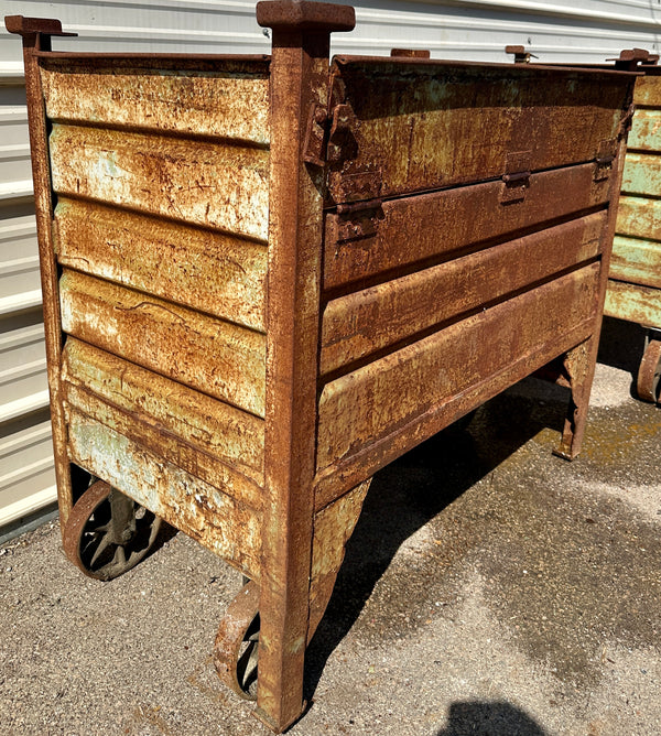 Vintage Industrial Steel Rolling Scrap Bin GA20959