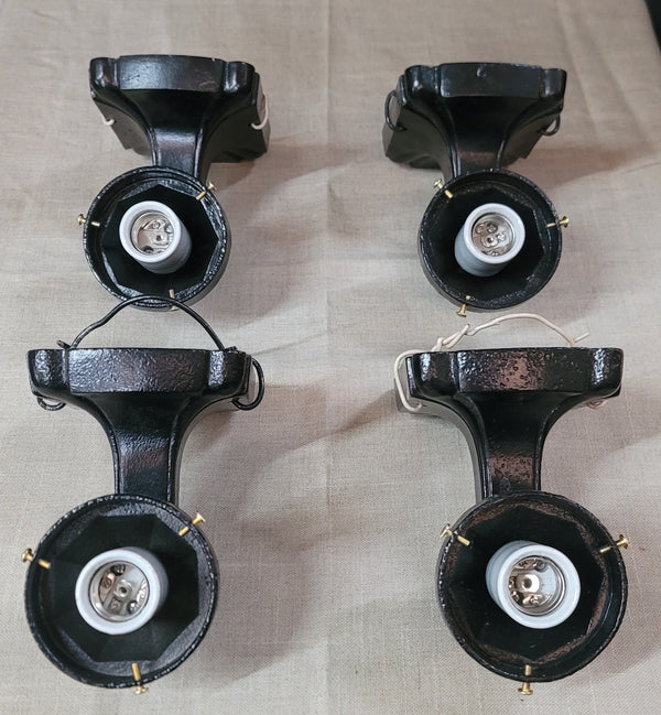 Set of 4 Restored Art Deco Cast Iron Exterior Sconces 7 1/2" T x 4 3/4" GS010918