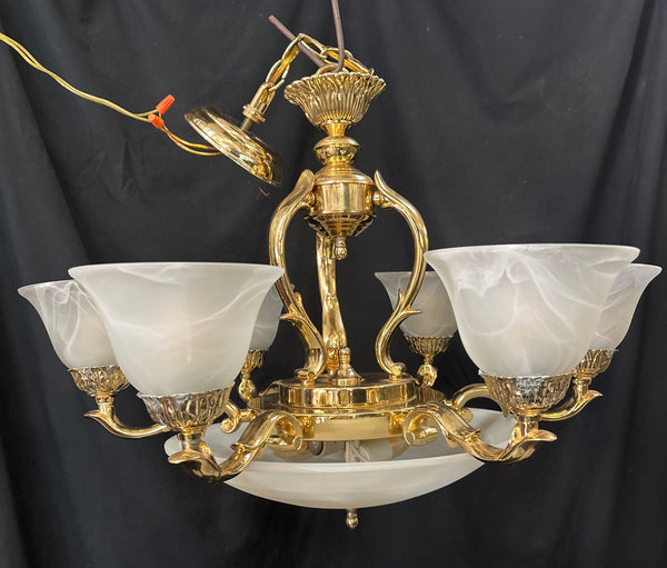 Brass 8-Light Chandelier with Shades GA21276