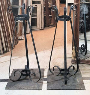 Pair of Custom Wrought Iron Free Standing Planters 39 1/2