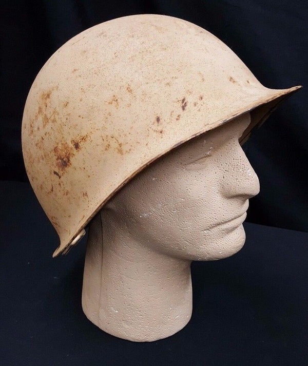 WWII U.S. M 1 Camo Tan Swivel Bale Rear Seam Steel Combat Helmet GS01003
