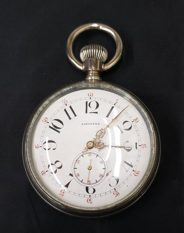 1939 Longines 3" Train Conductor Watch with Ornate Gold Filigree Hands