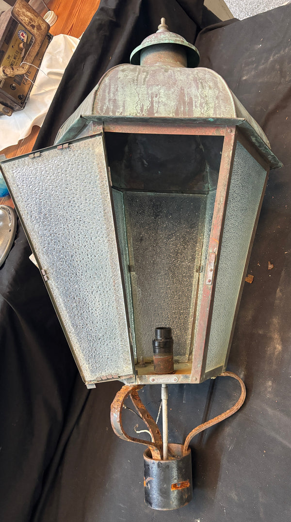 Riveted Copper Lamp Post Light with Green Patina GA21522