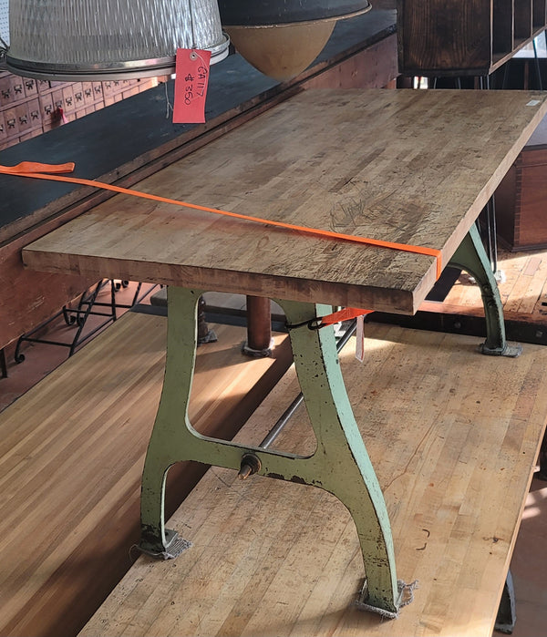 Custom Butcher Block Table Top w/ Industrial Cast Iron Legs 60" x 30" GS00838