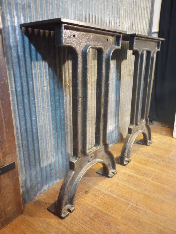 Pair of Art Deco Cast Iron Machine Legs 33 1/2" T x 19 3/4" W GA-S089