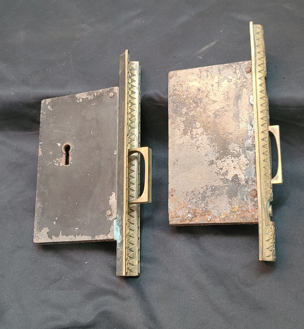 Victorian Eastlake Pocket Door Lock Set 7 1/2" x 5 1/4" x 3 5/8" GS00854