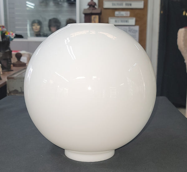 Vintage 9" Round White Hurricane Globe with 3 3/4" Fitter GS00731