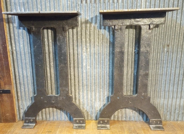 Pair of Art Deco Cast Iron Machine Legs 33 1/2" T x 19 3/4" W GA-S089