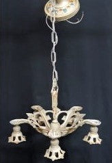 Art Deco 5 Light Hand Painted Chandelier & Matching Ceiling Cap 17 1/2" x 16" #GA740