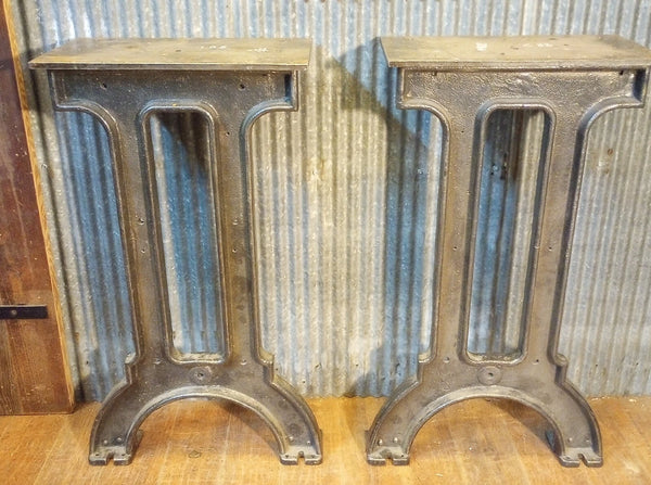 Pair of Art Deco Cast Iron Machine Legs 33 1/2" T x 19 3/4" W GA-S089