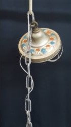 Art Deco 5 Light Hand Painted Chandelier & Matching Ceiling Cap 17 1/2" x 16" #GA740