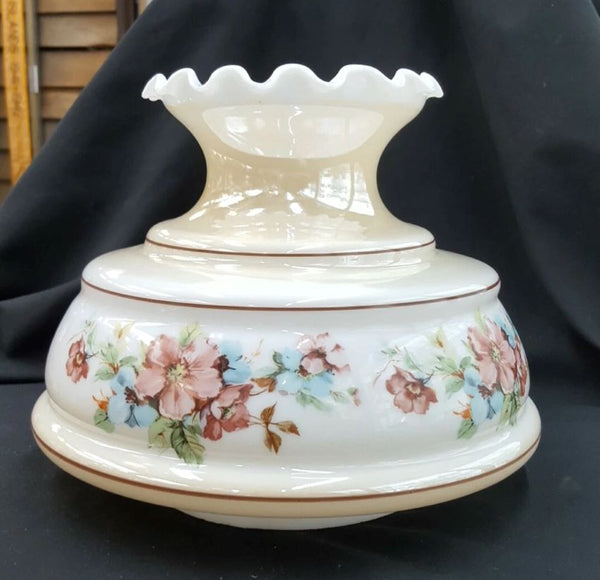 Vintage Floral Hurricane Lamp Shade 8 1/2" T x 10" W and 6 1/2" Fitter GS00982