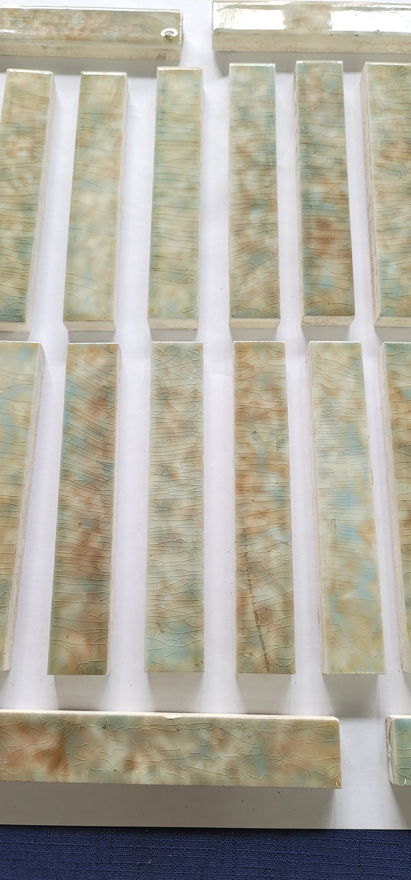 Vintage Lot 49 Trent Co. Pastel Ceramic Glazed Fireplace Tiles 6" x 1" GS00671