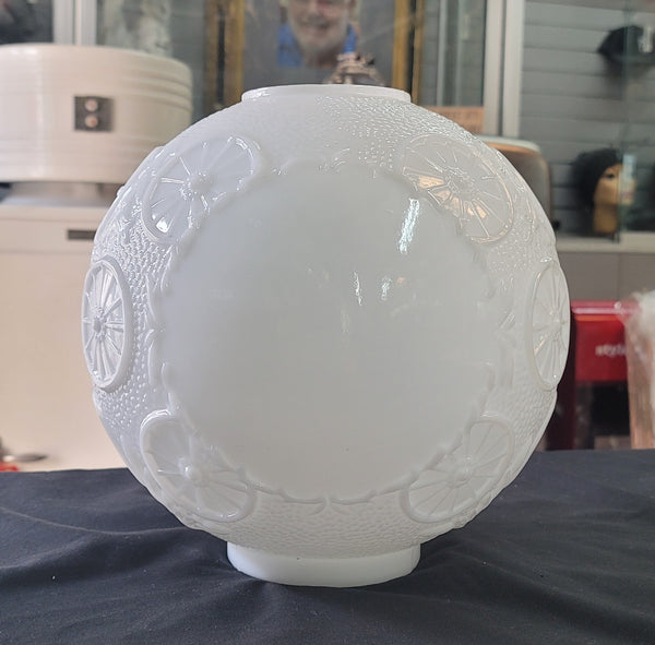 Unique 9 1/2" White Textured Hurricane Globe with 3 7/8" Fitter GS00732