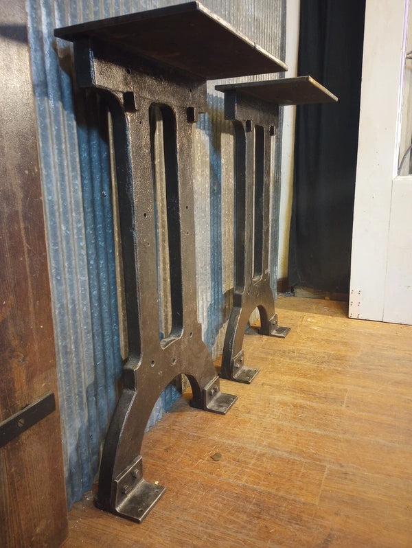 Pair of Art Deco Cast Iron Machine Legs 33 1/2" T x 19 3/4" W GA-S089