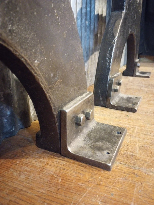 Pair of Art Deco Cast Iron Machine Legs 33 1/2" T x 19 3/4" W GA-S089