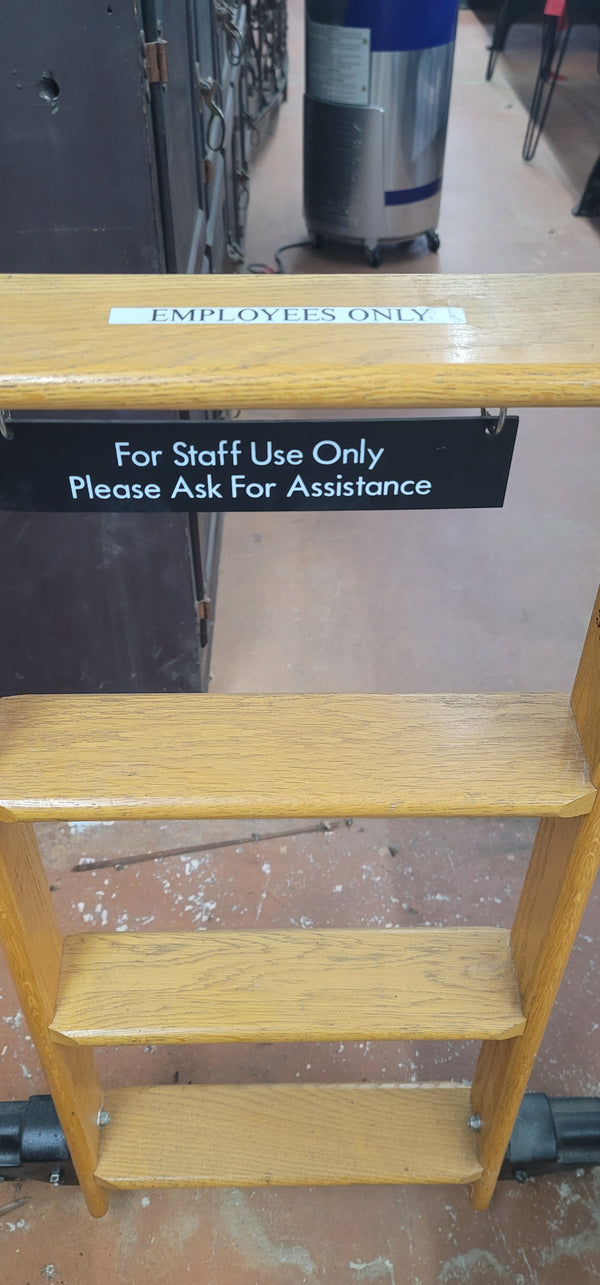 Vintage Cotterman Rolling Wooden "Library" Ladder with Rail & Hardware GS00657