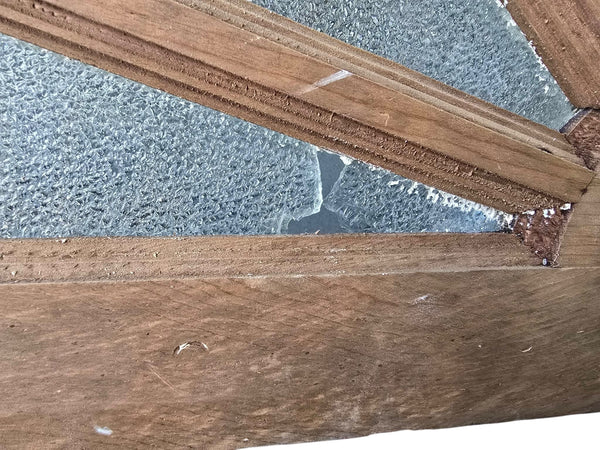 Textured Glass Sunburst Transom Window *Cracks GAM0476
