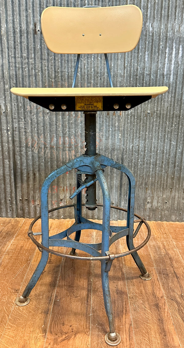 Vintage Toledo Metal Furniture Co. Work Stool w/ Backrest GA20532